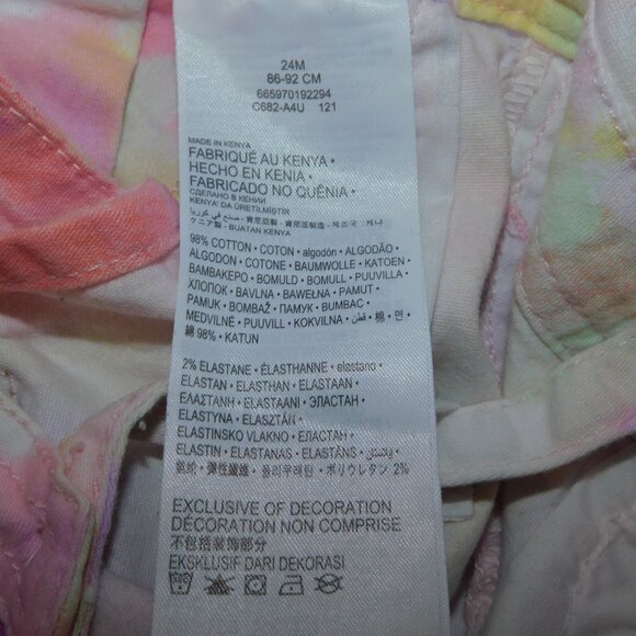 Levi's Baby Girl 24m Pink Yellow Purple Tie Dye Shortalls Short Overalls - Picture 10 of 12